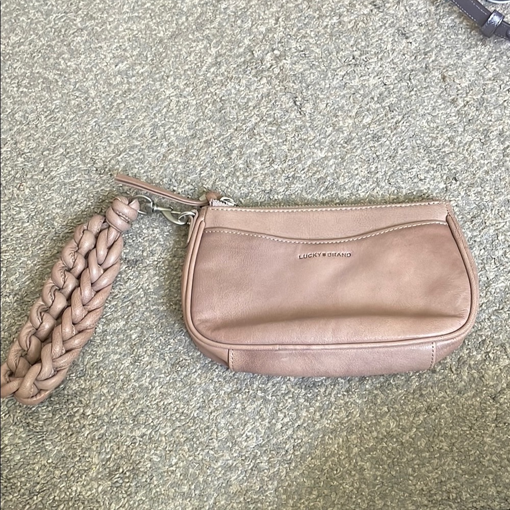 Lucky Brand Tan Textured Leather Wristlet